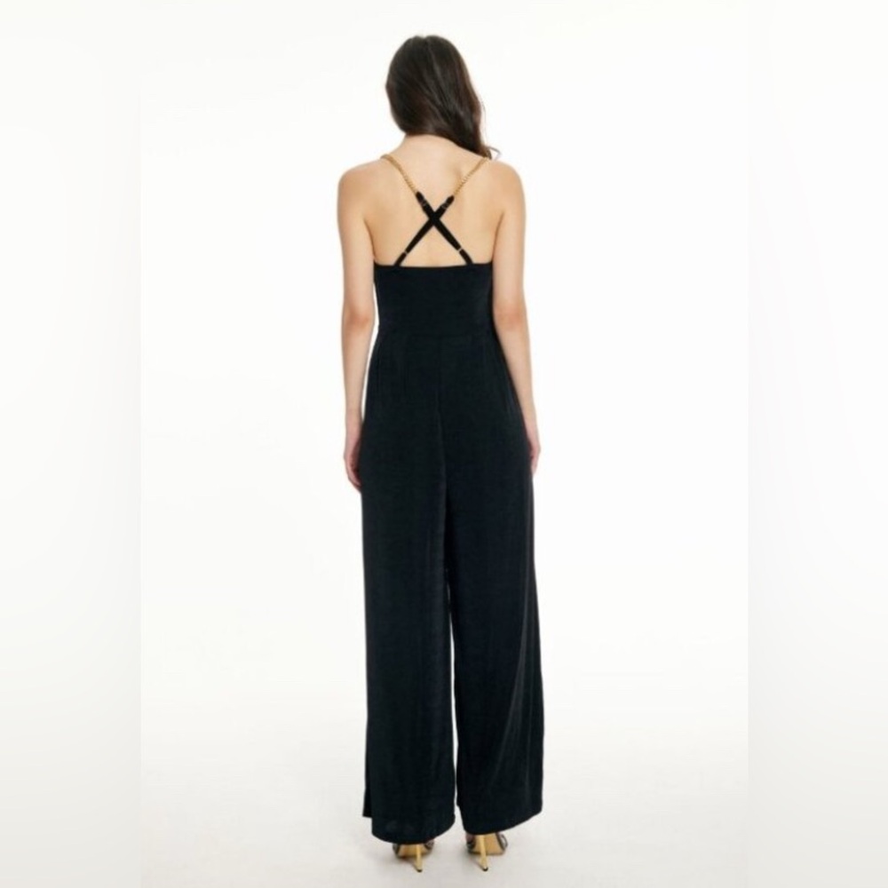 Cider Black Lace Bodice Jumpsuit with Gold Chain Straps - Picture 3 of 13